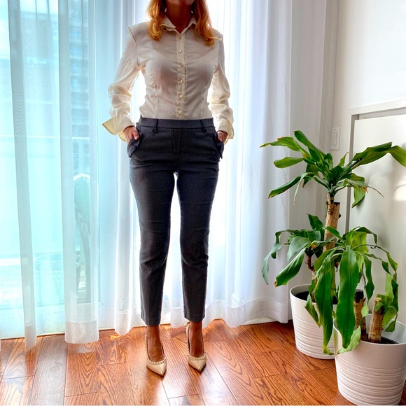 Womens Cropped Dressy Checkered Black and White Pants Size Small - Picture 1 of 9